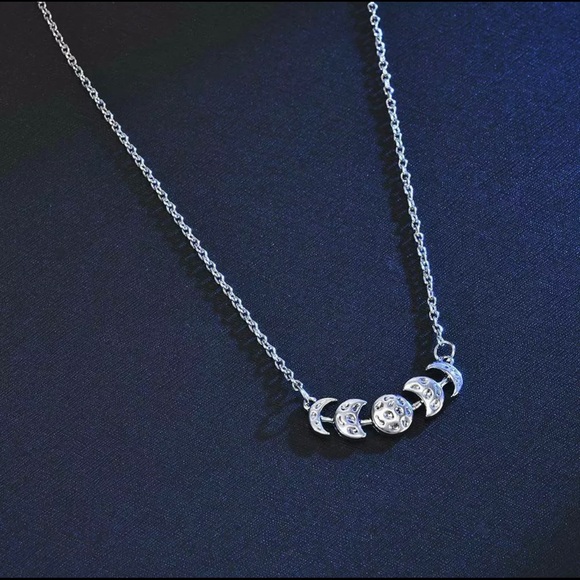 Moon Phase Silver Necklace Triple Goddess Wiccan - Picture 8 of 10